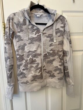 Athleta White & Gray Camo Full-Zip Hoodie